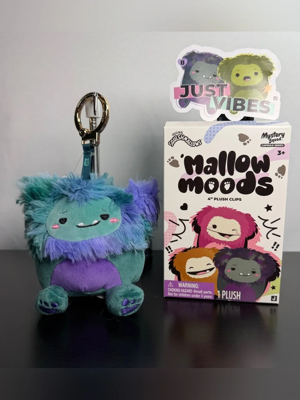 Squishmallows Mallow Moods Confident JT Plush Clip NWT